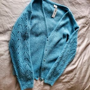 Aritzia front to back cardigan palace blue color
